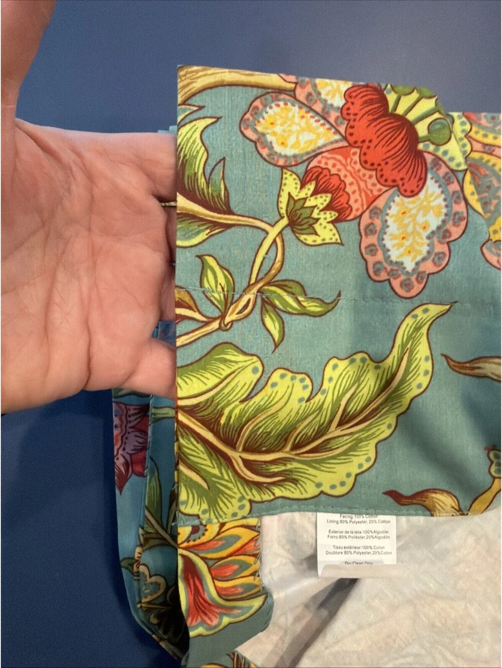 C & F Drapery/Curtain Panels Set Of 2 50”X 84” Floral Jewel Colors Cotton New